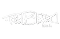 Black 'Reel Blesse Fishing Co.' logo on a white background